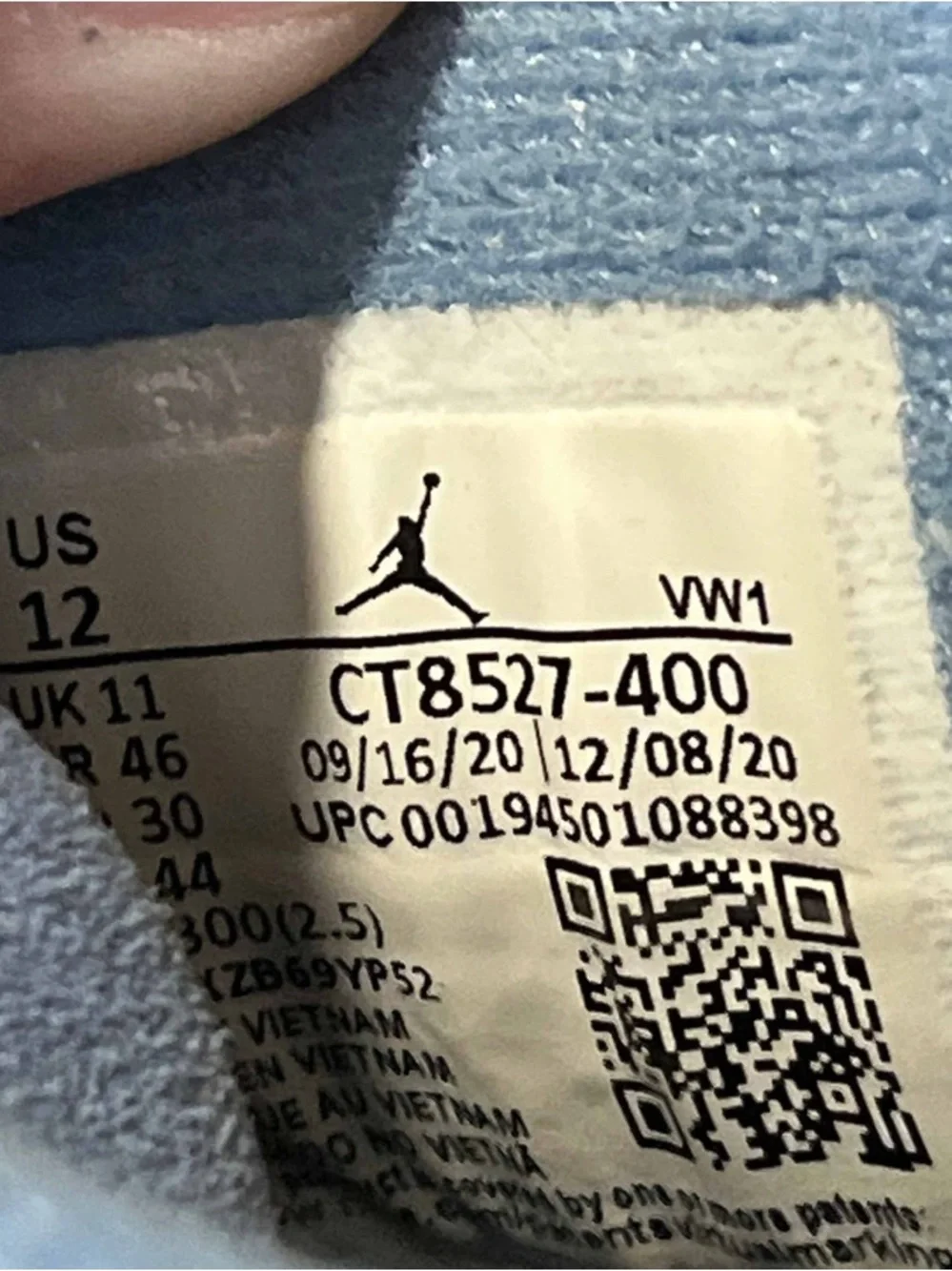 Nike Air Jordan 4 Retro University Blue CT8527-400 Mid Top Blue/Gray UNC Size 12